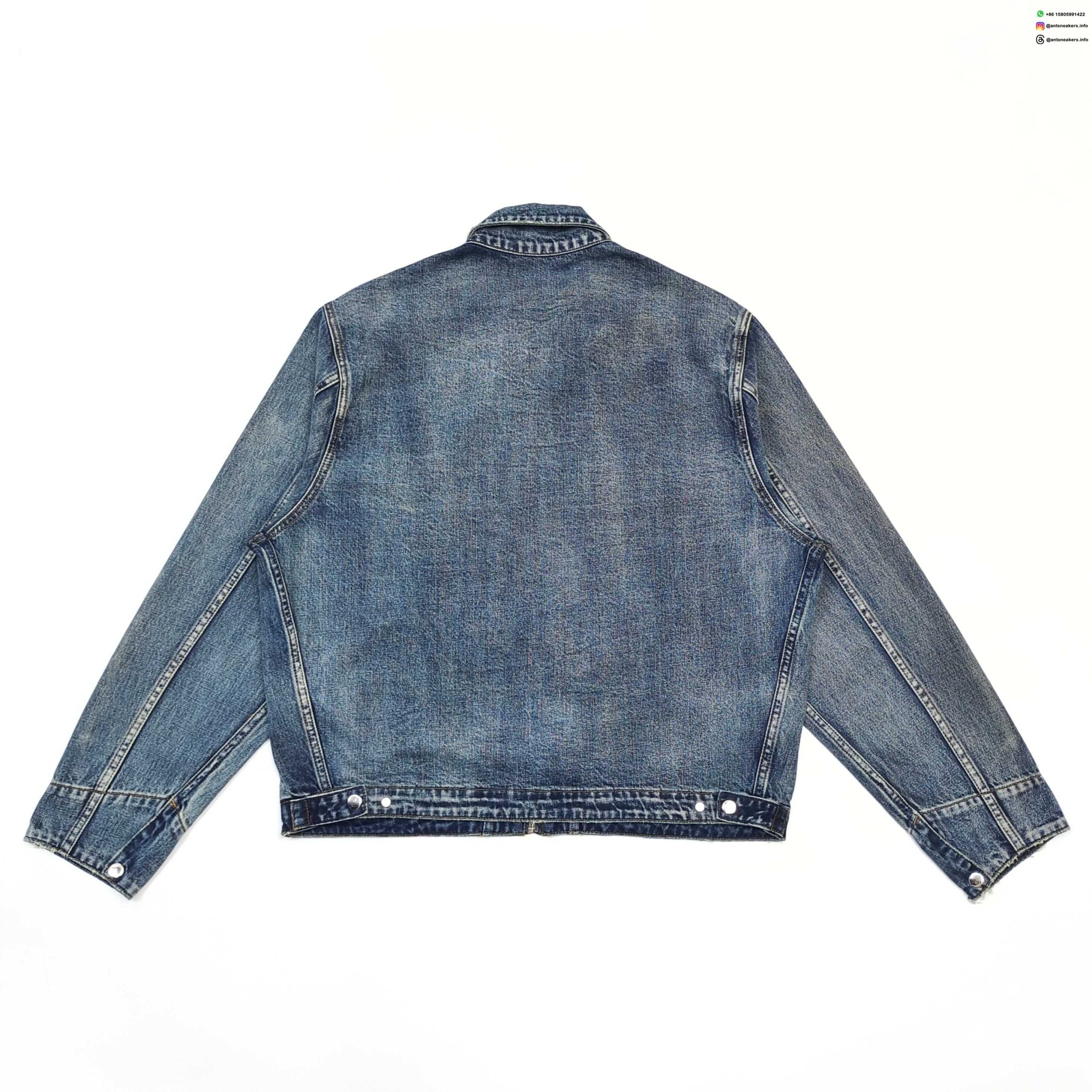 Sp5der Denim Workwear Zip Jacket | Vintage Washed Embroidered Denim | Streetwear Collection 2025