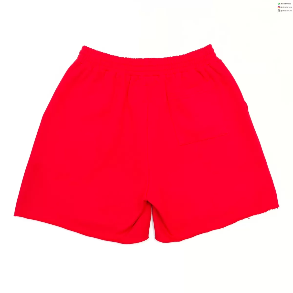 Sp5der Red Rhinestone Shorts | 450g Heavy Fleece Streetwear | Summer 2025 Collection