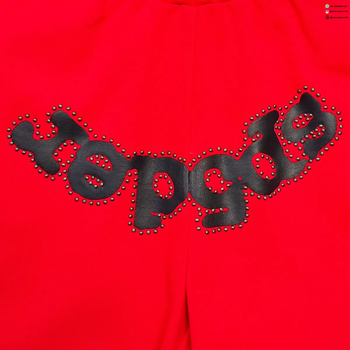 Sp5der Red Rhinestone Shorts | 450g Heavy Fleece Streetwear | Summer 2025 Collection