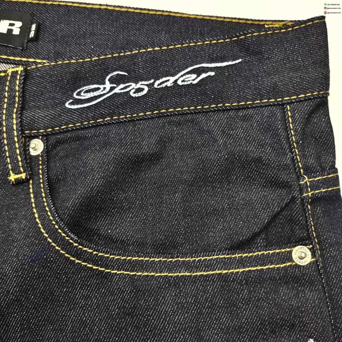 Sp5der Rhinestone Denim Shorts | Luxury Streetwear Crystal Embellished Jeans | Summer 2025 Collection