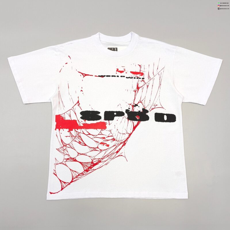 Sp5der White “Red Web” Graphic Tee | 240g Premium Cotton Streetwear T-Shirt | 2025 Summer Collection