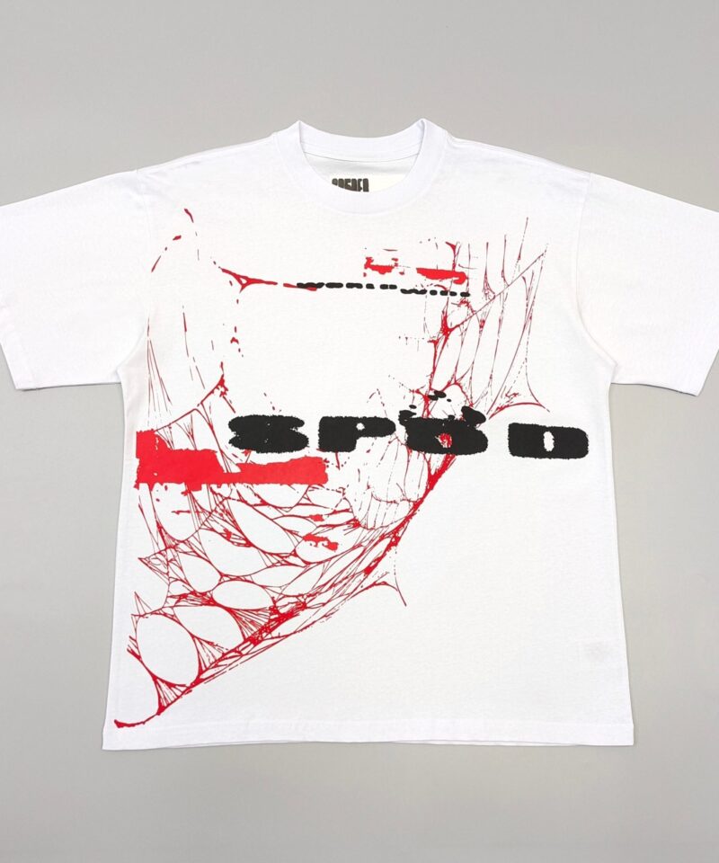Sp5der White “Red Web” Graphic Tee | 240g Premium Cotton Streetwear T-Shirt | 2025 Summer Collection
