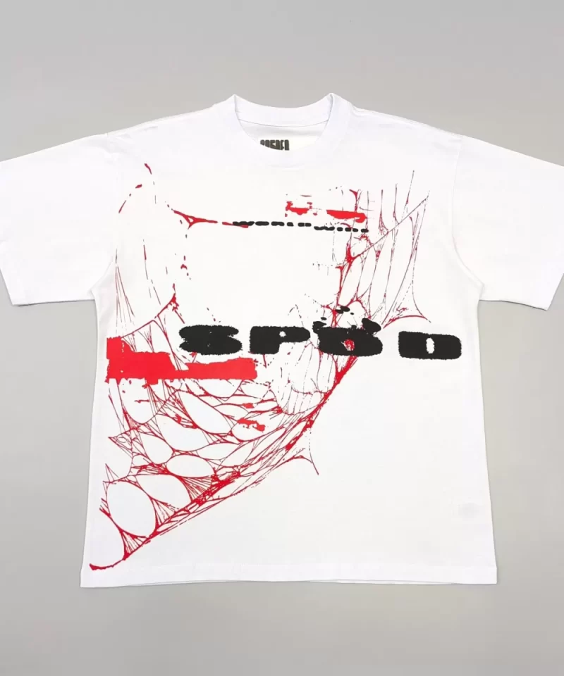 Sp5der White "Red Web" Graphic Tee | 240g Premium Cotton Streetwear T-Shirt | 2025 Summer Collection