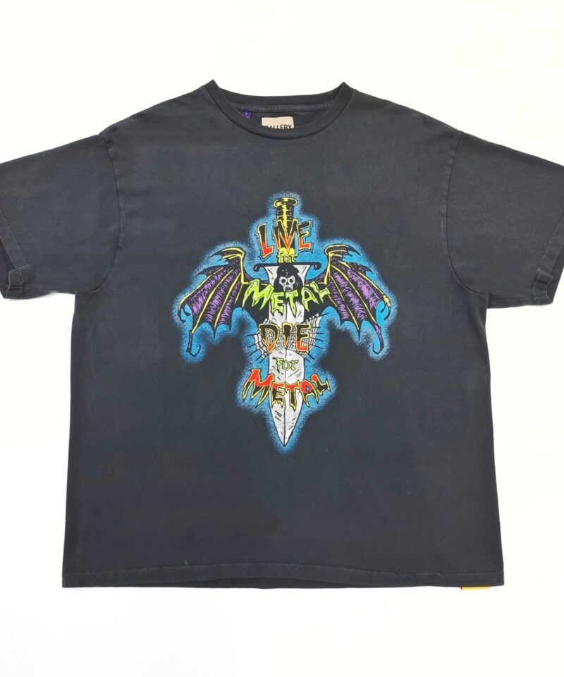 GALLERY DEPT Cross Sword Black Tee – 230g Seamless Vintage-Wash Graphic T-Shirt