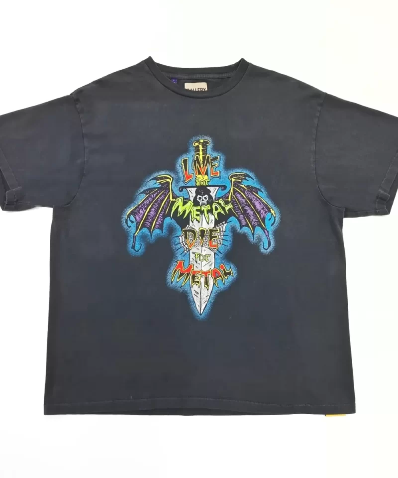 GALLERY DEPT Cross Sword Black Tee - 230g Seamless Vintage-Wash Graphic T-Shirt