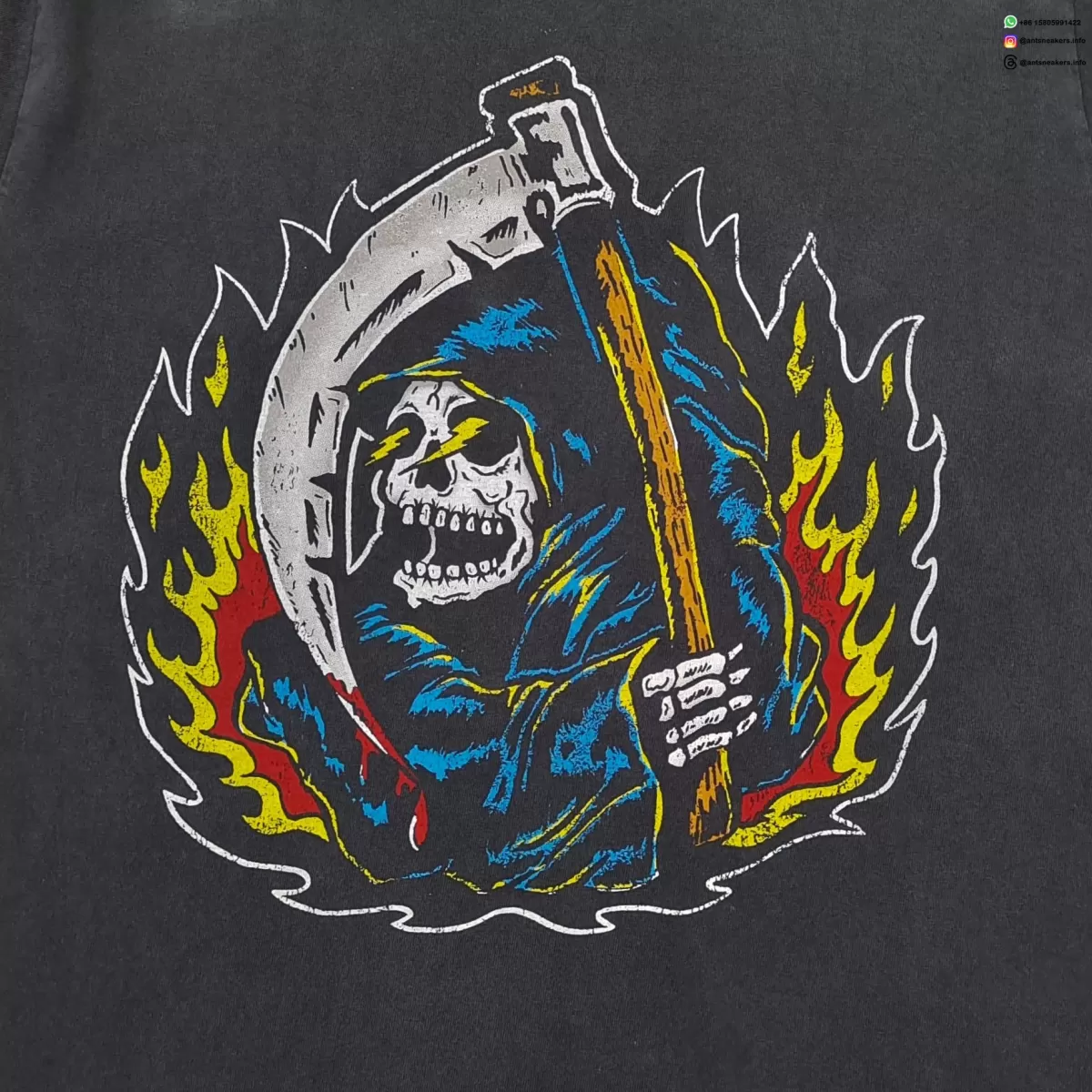 GALLERY DEPT Grim Reaper Black Tee - 230g Seamless Vintage-Wash Graphic T-Shirt
