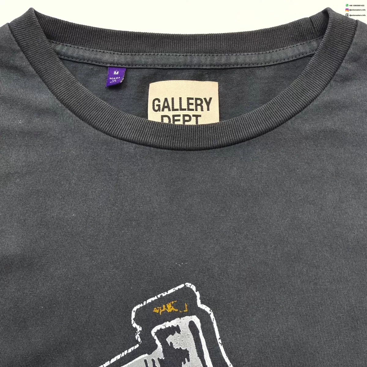 GALLERY DEPT Grim Reaper Black Tee - 230g Seamless Vintage-Wash Graphic T-Shirt
