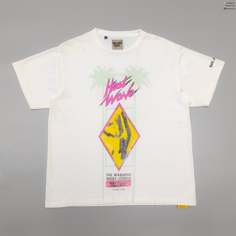GALLERY DEPT Heatwave Coconut Tree Graphic Tee – 230g Vintage Washed Cotton T-Shirt