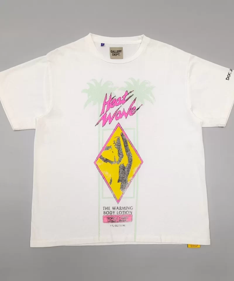 GALLERY DEPT Heatwave Coconut Tree Graphic Tee - 230g Vintage Washed Cotton T-Shirt