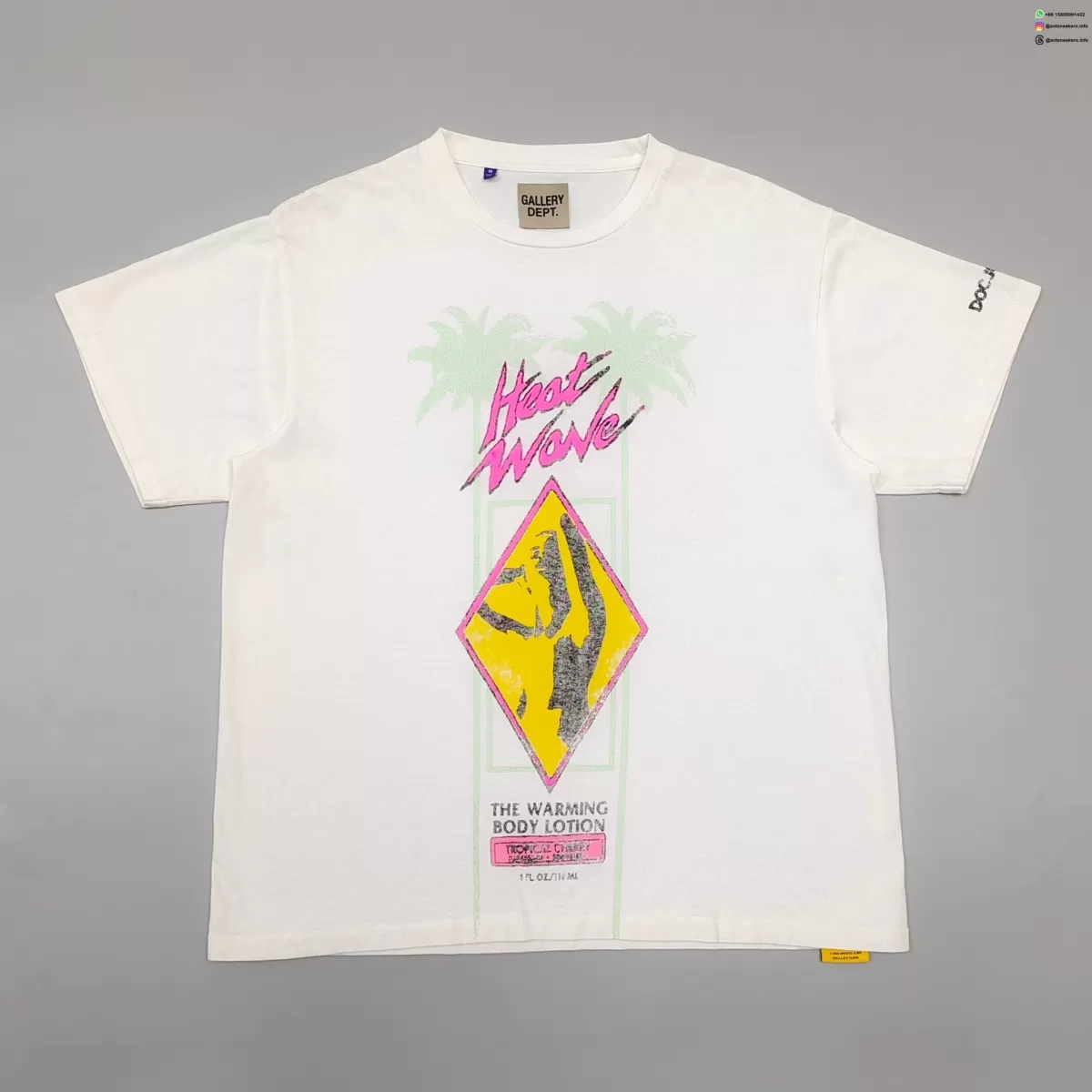 GALLERY DEPT Heatwave Coconut Tree Graphic Tee - 230g Vintage Washed Cotton T-Shirt