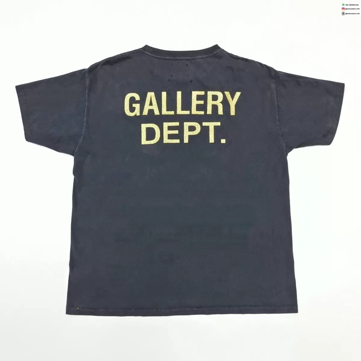 GALLERY DEPT Three Monkeys Black Tee - 230g Vintage Washed Seamless Cotton T-Shirt
