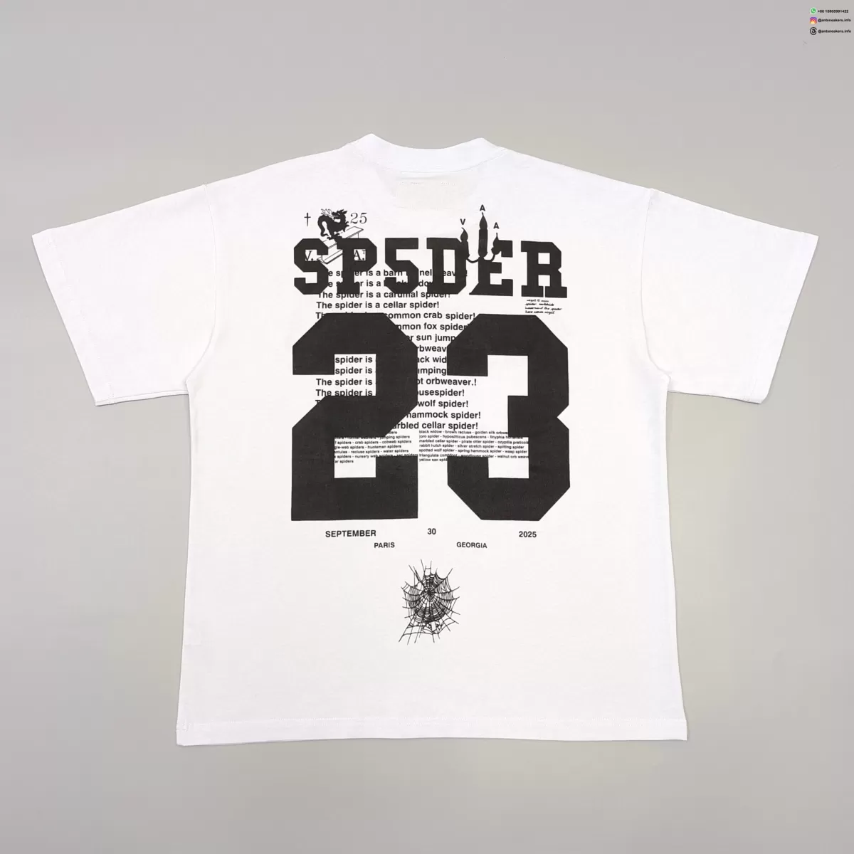 Sp5der Back 23 White Graphic Tee - Premium Cotton Streetwear T-Shirt