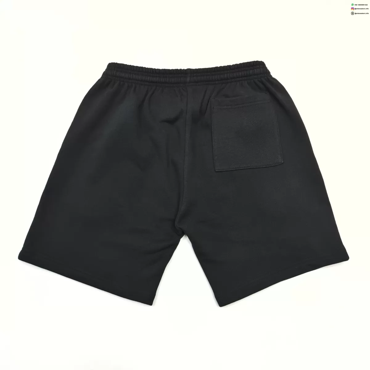 Sp5der Black Shorts With Red-Yellow Letter Graphic - Heavy Fleece Summer Shorts