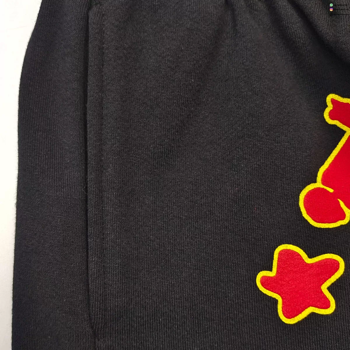 Sp5der Black Shorts With Red-Yellow Letter Graphic - Heavy Fleece Summer Shorts