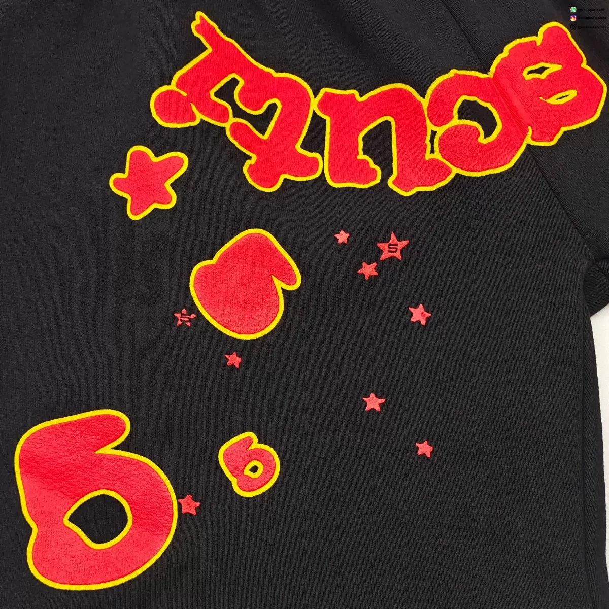 Sp5der Black Shorts With Red-Yellow Letter Graphic - Heavy Fleece Summer Shorts