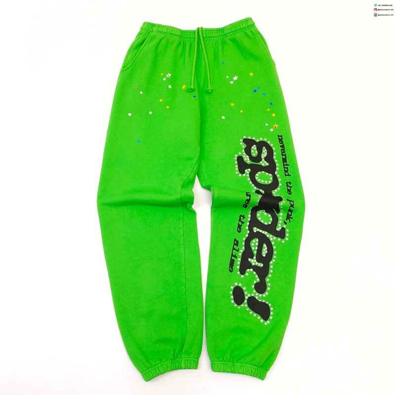 Sp5der Emerald Green V2 Rhinestone Sweatpants | 420G Heavy Fleece