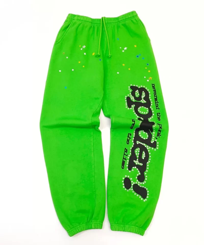 Sp5der Emerald Green V2 Rhinestone Sweatpants | 420G Heavy Fleece