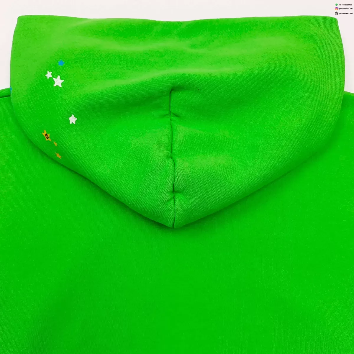 Sp5der Green Rhinestone V2 Hoodie | 420G Heavy Fleece