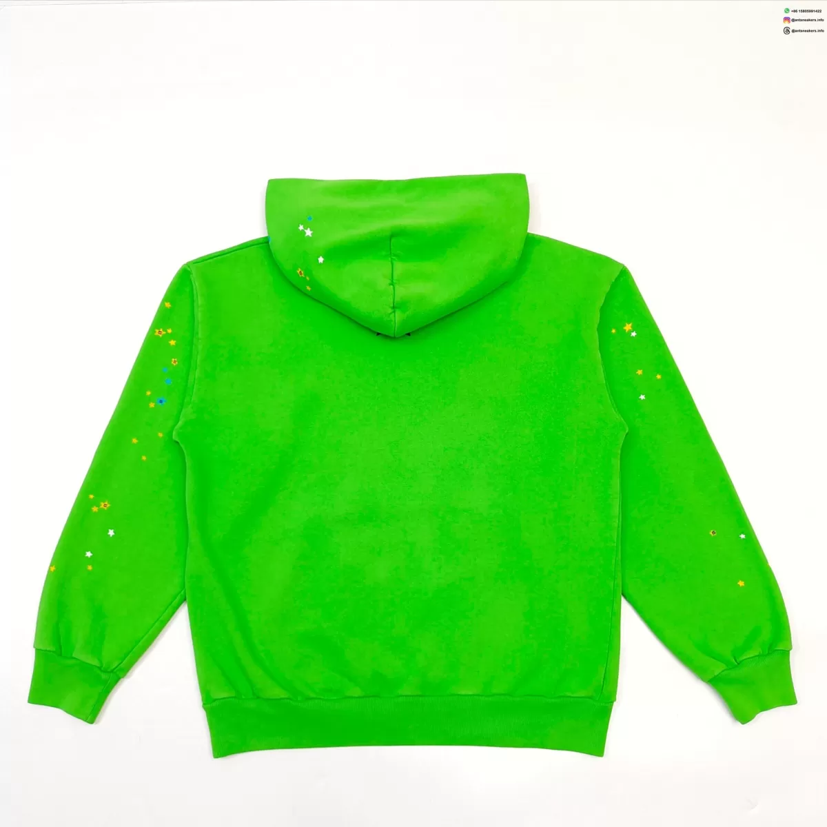 Sp5der Green Rhinestone V2 Hoodie | 420G Heavy Fleece