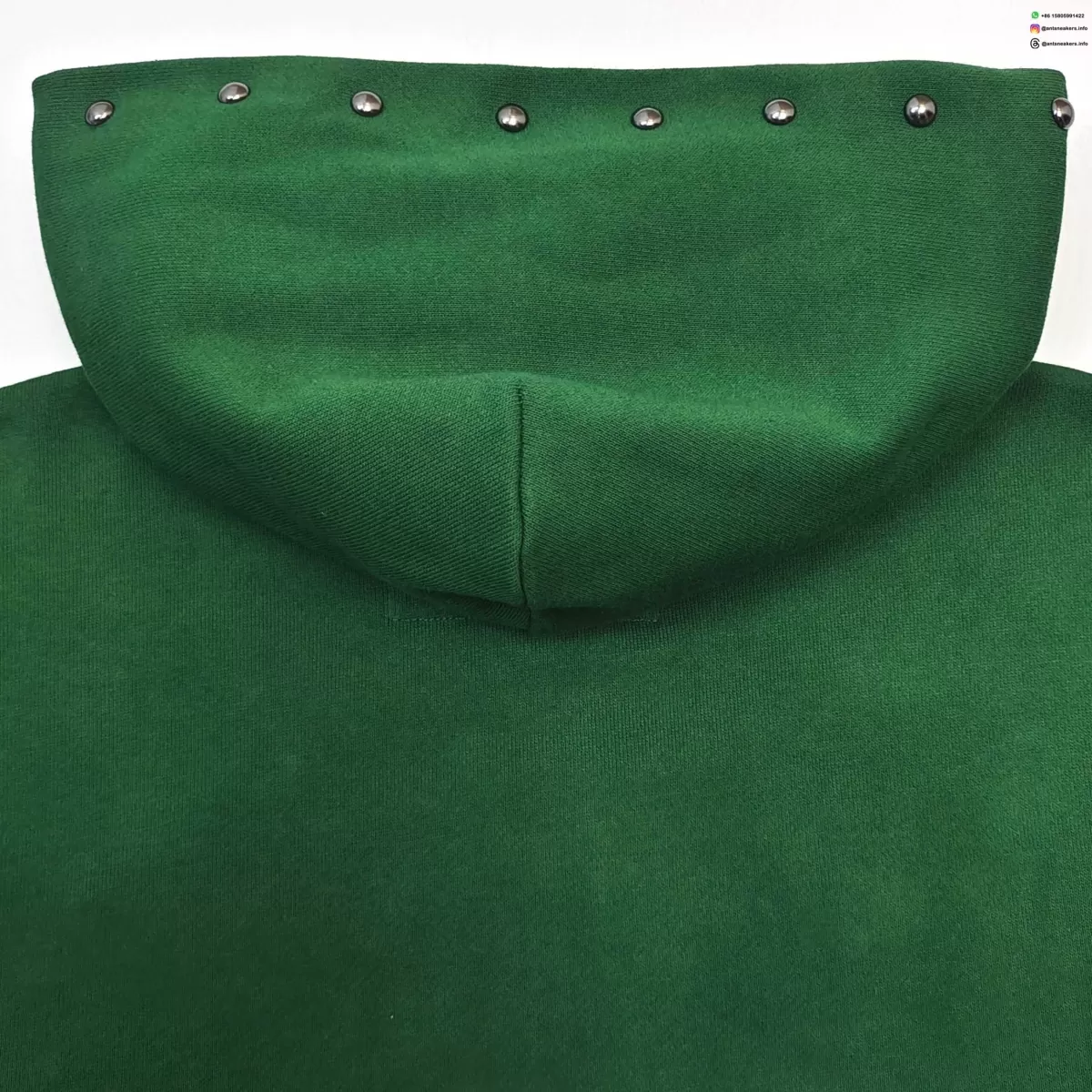 Sp5der Green Rhinestone Zip Hoodie | 450G Heavy Fleece
