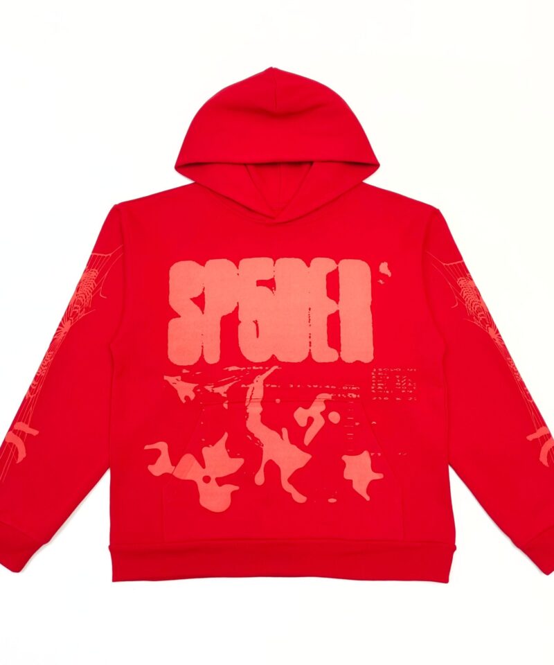 Sp5der Red Graphic Hoodie – Premium 450g Cotton Fleece, Streetwear Oversized Fit