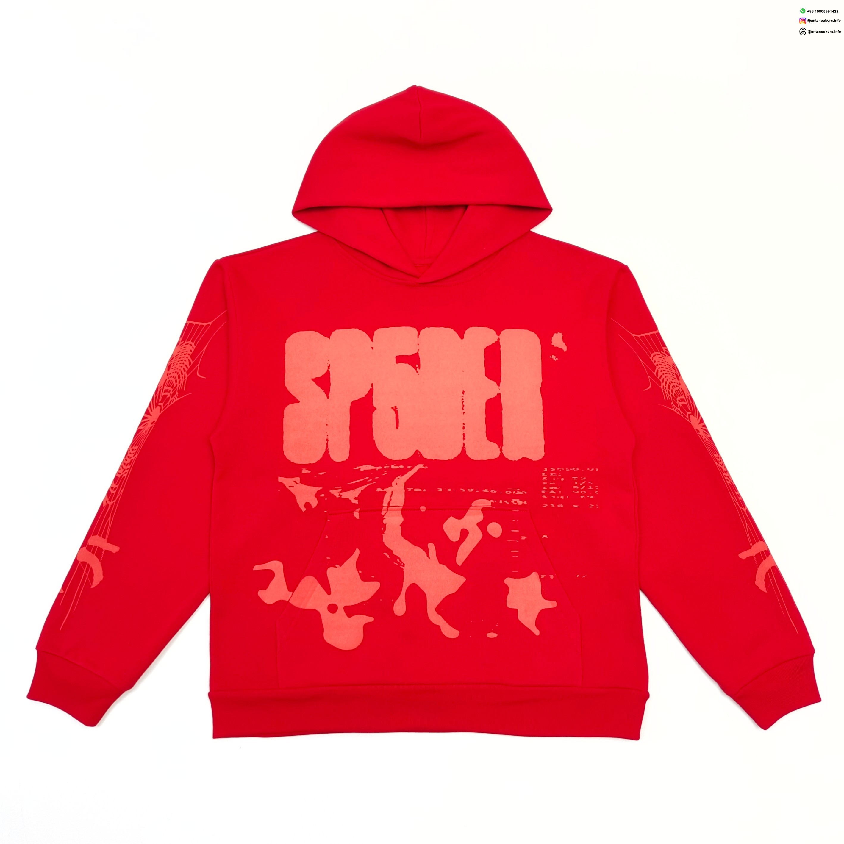 Sp5der Red Graphic Hoodie – Premium 450g Cotton Fleece, Streetwear Oversized Fit
