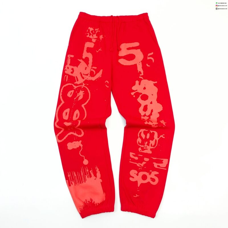 Sp5der Red Laser Graphic Sweatpants – Premium 450g Cotton Fleece Streetwear Joggers