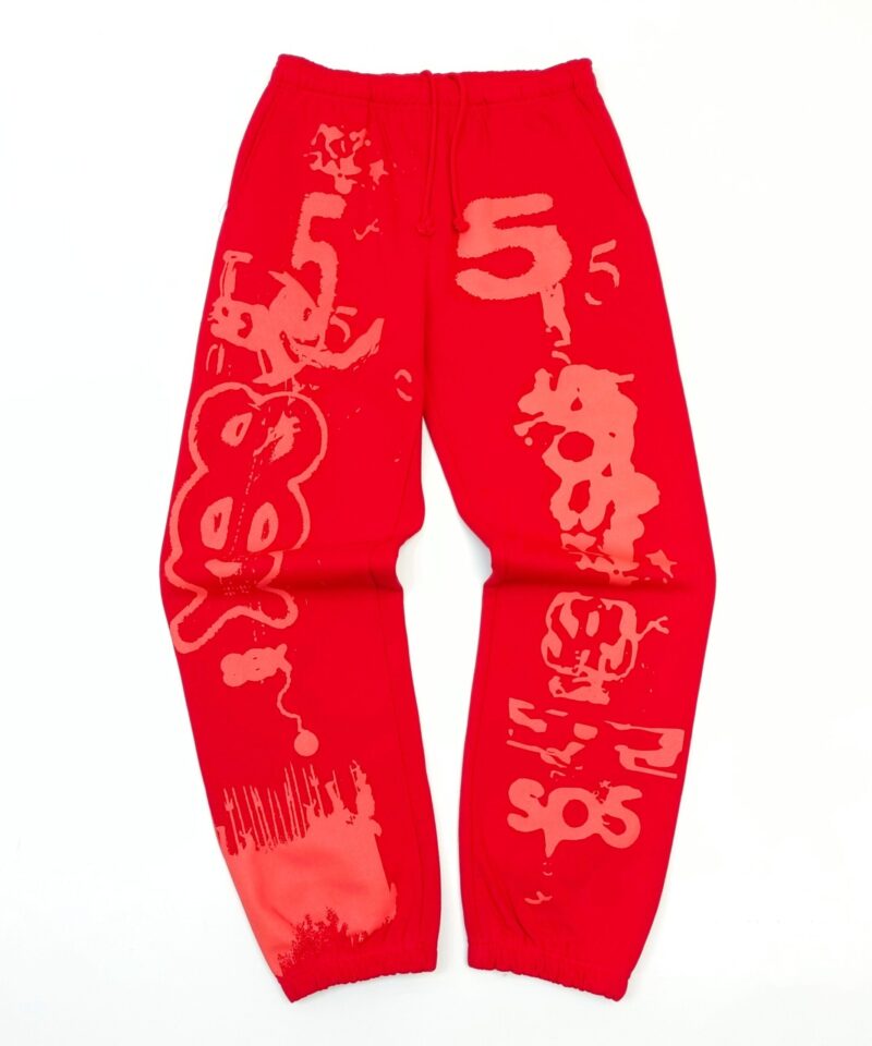 Sp5der Red Laser Graphic Sweatpants – Premium 450g Cotton Fleece Streetwear Joggers