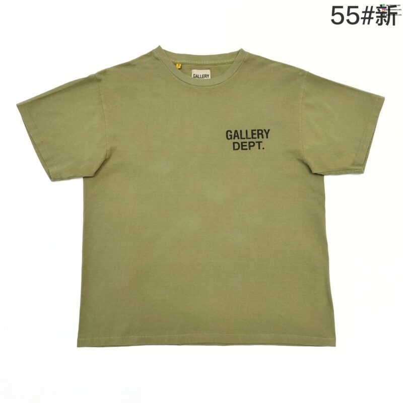 Gallery Dept Black Logo Olive Green Basic T-Shirt – Vintage Washed Cotton Tee GA20251226006 product image 1 - Antsneakers