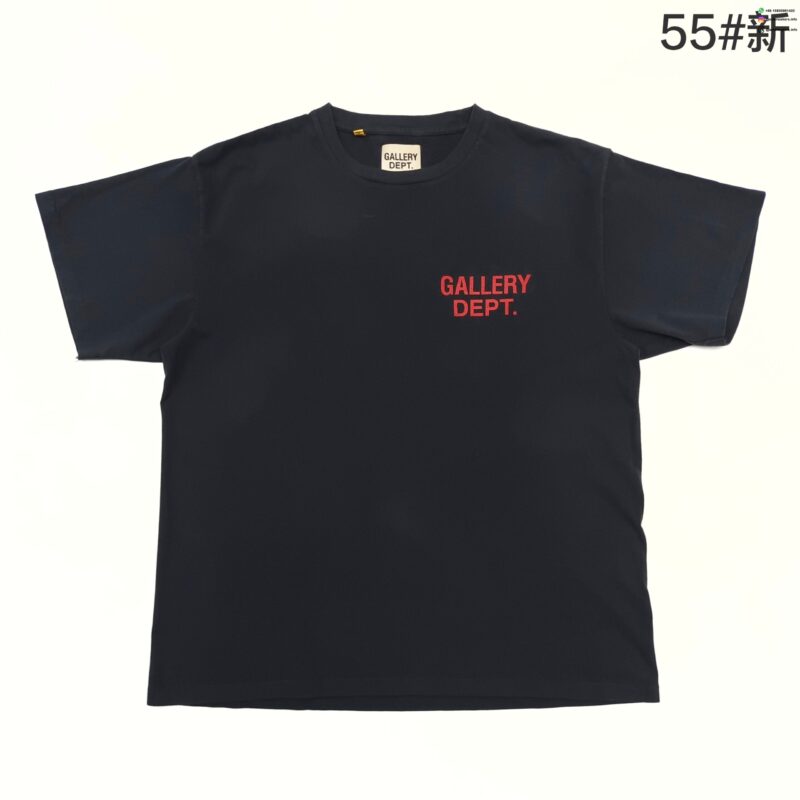 Gallery Dept Red Logo Washed Black Basic T-Shirt – Vintage Cotton Tee