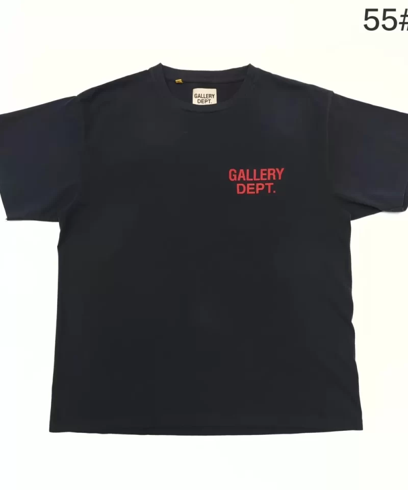 Gallery Dept Red Logo Washed Black Basic T-Shirt - Vintage Cotton Tee