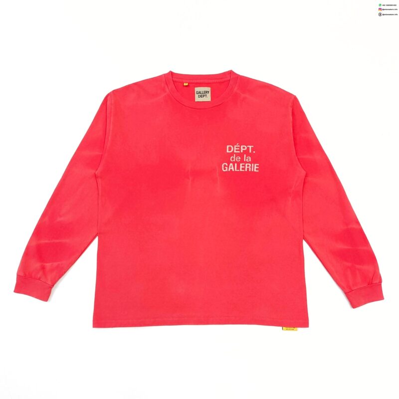 Gallery Dept Red Ripple Wash Long Sleeve T-Shirt – Vintage Gradient Cotton Tee GA20251226004 product image 1 - Antsneakers