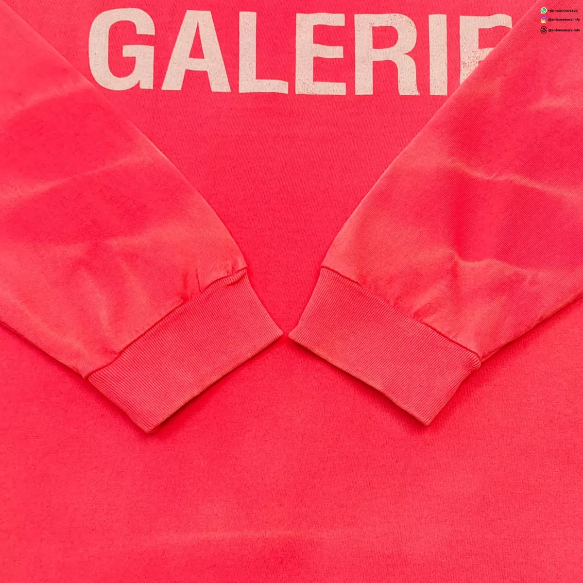 Gallery Dept Red Ripple Wash Long Sleeve T-Shirt - Vintage Gradient Cotton Tee