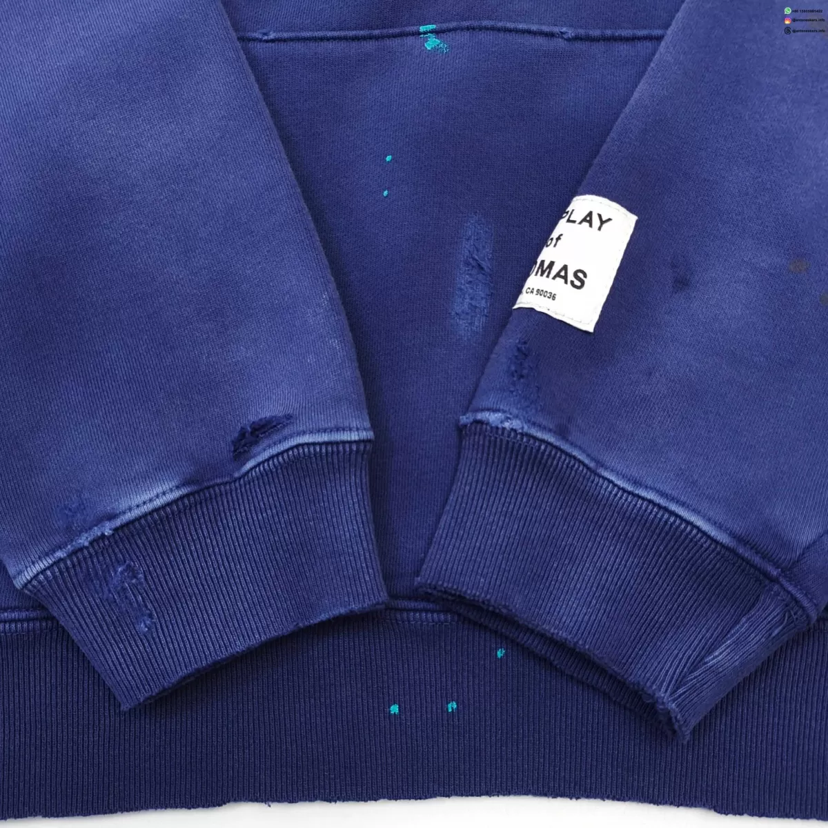 Gallery Dept Chateau Ranch Hand-Painted Blue Hoodie - Vintage Garment Dyed Pullover