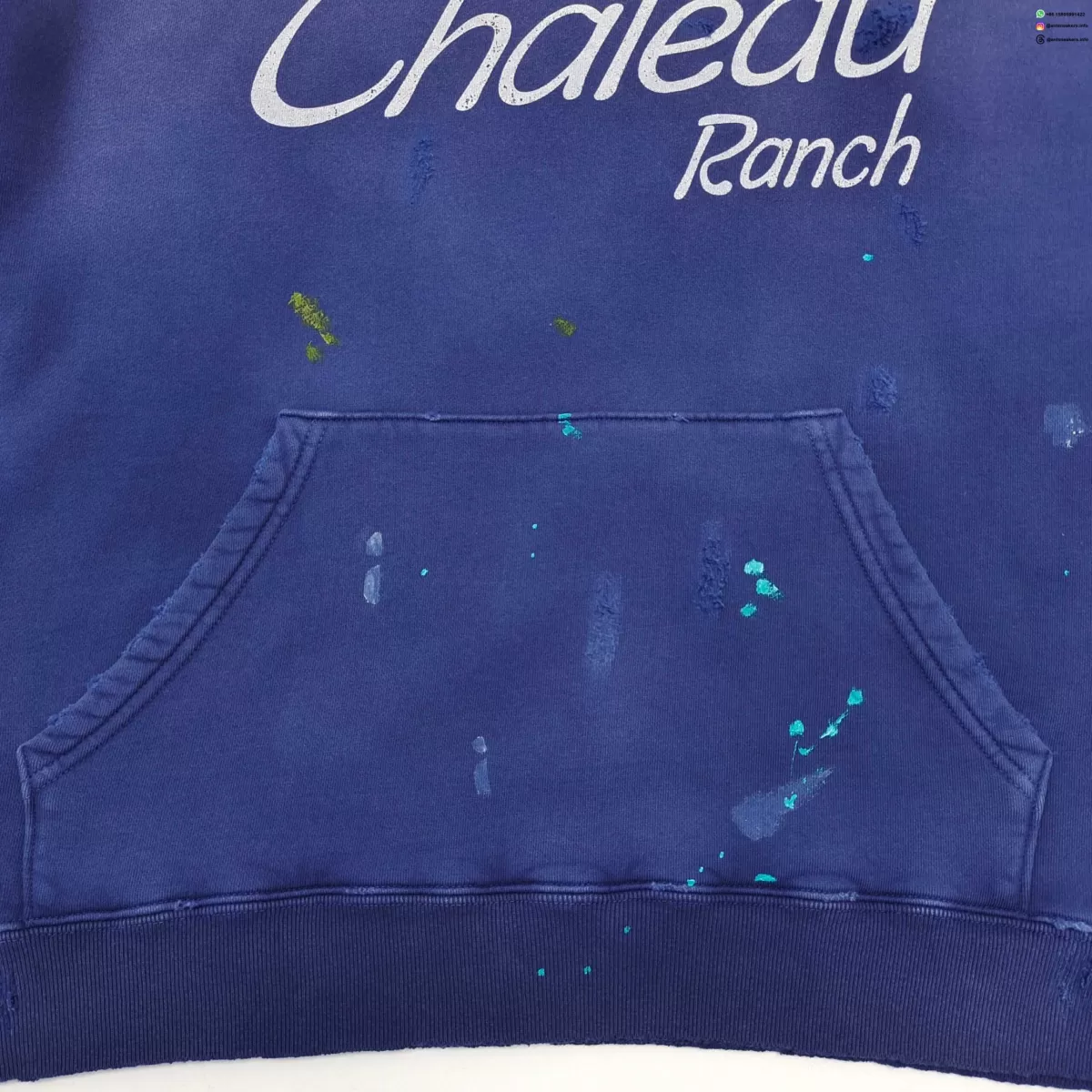 Gallery Dept Chateau Ranch Hand-Painted Blue Hoodie - Vintage Garment Dyed Pullover