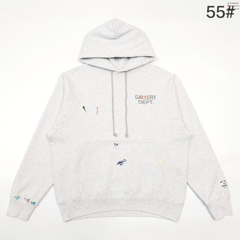 Gallery Dept Hand-Painted Black Letter Hoodie – Vintage Washed Off-White Pullover GA20260103002 product image 1 - Antsneakers