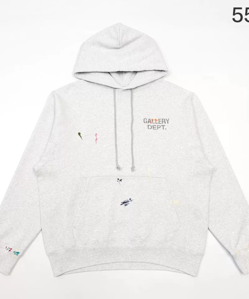 Gallery Dept Hand-Painted Black Letter Hoodie - Vintage Washed Off-White Pullover