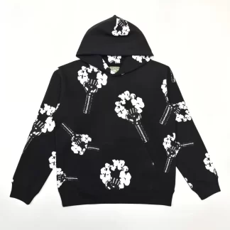 Denim Tears Black Cotton Wreath Hoodie – Heavyweight 400g Cotton Streetwear Hoodie