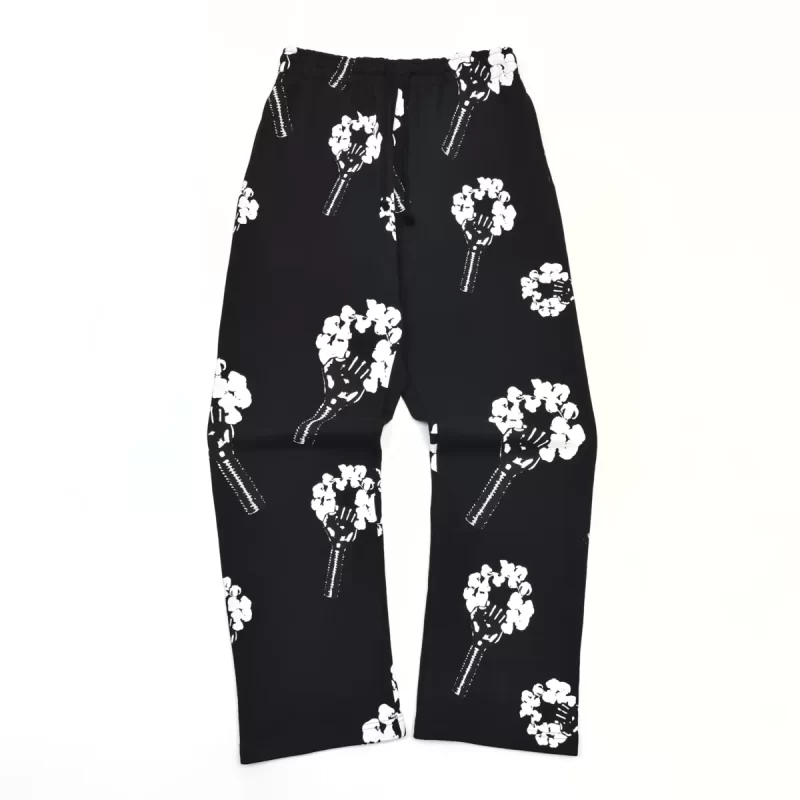 Denim Tears Black Cotton Wreath Sweatpants – Heavyweight 400g Cotton Streetwear Pants
