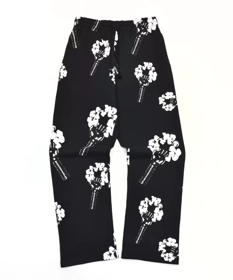 Denim Tears Black Cotton Wreath Sweatpants – Heavyweight 400g Cotton Streetwear Pants