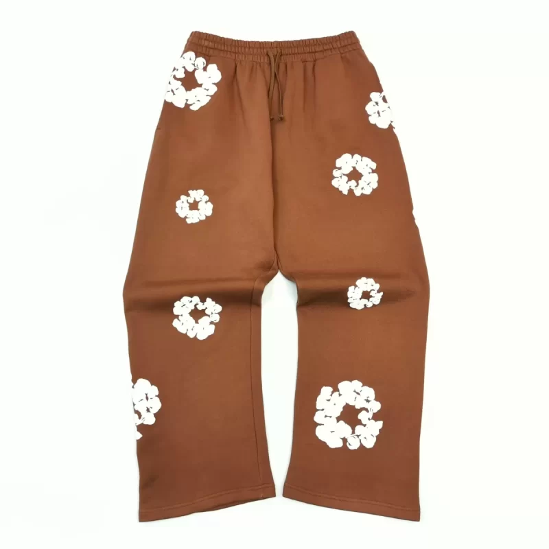 Denim Tears Brown Cotton Wreath Sweatpants – Heavyweight 400g Cotton Straight-Leg Pants