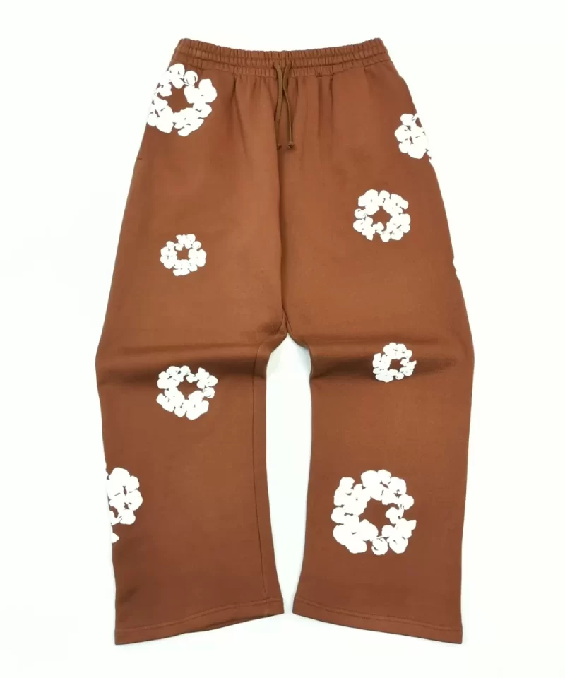 Denim Tears Brown Cotton Wreath Sweatpants – Heavyweight 400g Cotton Straight-Leg Pants