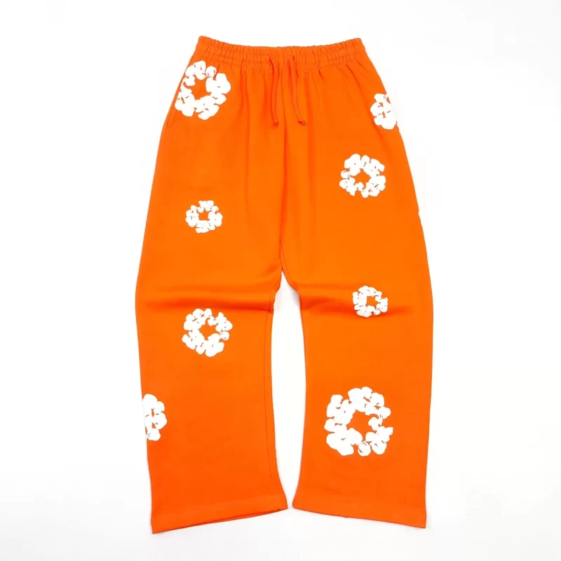 Denim Tears Orange Cotton Wreath Sweatpants – Heavyweight 400g Cotton Streetwear Pants