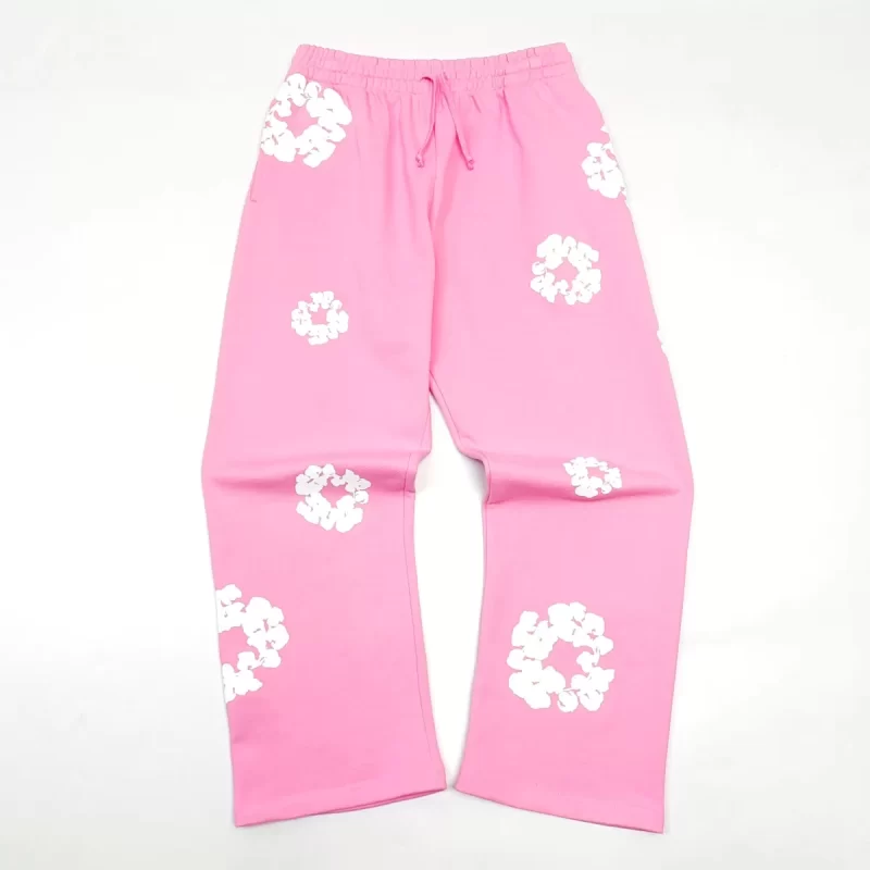 Denim Tears Pink Cotton Wreath Sweatpants – Heavyweight 400g Cotton Streetwear Pants