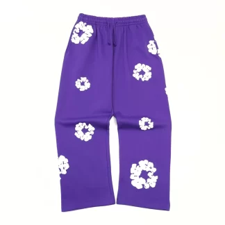 Denim Tears Purple Cotton Wreath Sweatpants – Heavyweight 400g Straight Leg Sweatpants