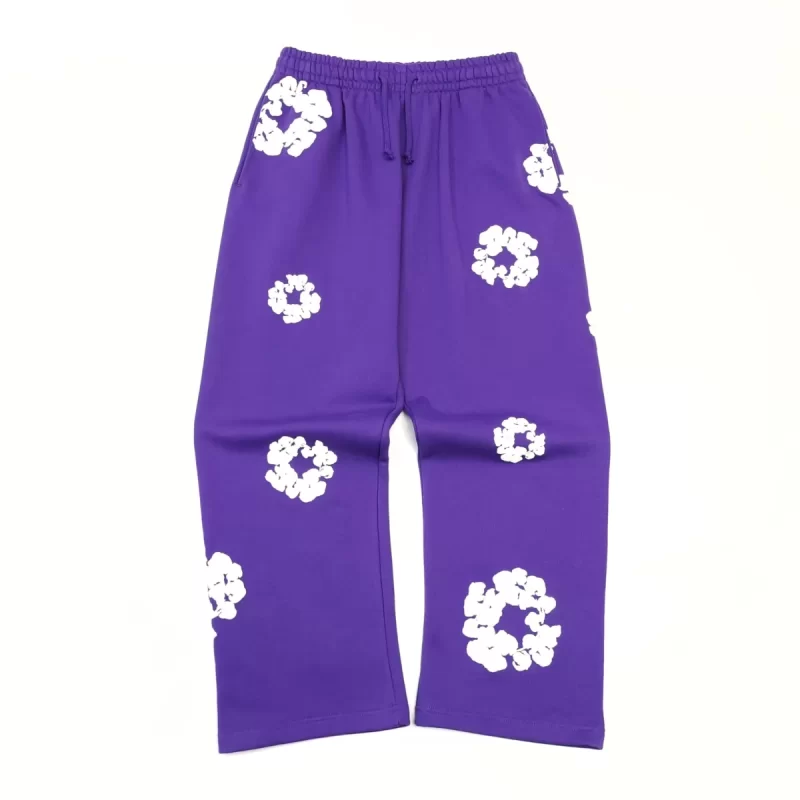Denim Tears Purple Cotton Wreath Sweatpants – Heavyweight 400g Straight Leg Sweatpants