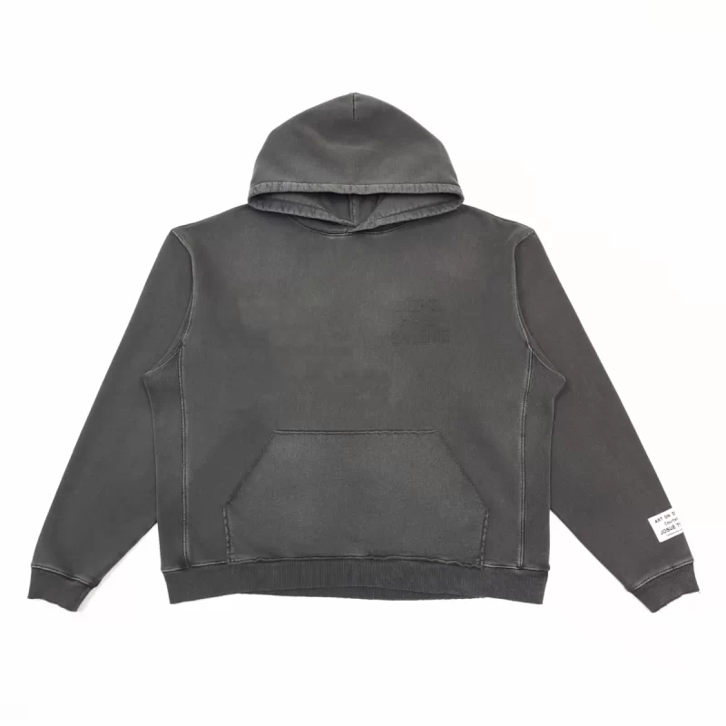Gallery Dept Embossed Hoodie – Vintage Washed Grey Brown Oversized Hoodie 420g
