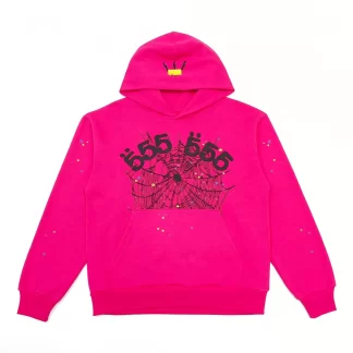 Sp5der 555 Pink Hoodie – Spider Web Graphic Streetwear Hoodie 450g Cotton