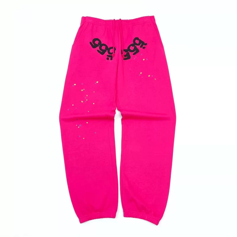 Sp5der 555 Pink Sweatpants – Spider Graphic Streetwear Joggers 450g Cotton